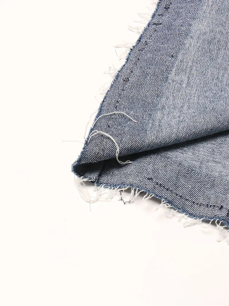 Split Denim Skirts For Women High Waist Patchwork Pocket Temperament Solid Skirt Female