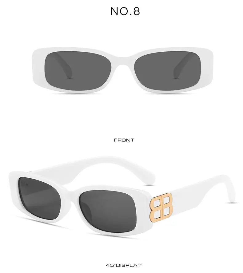 Fibobus Luxury Brand Designer Fashion Small Square Frame Sunglasses Retro Sunglasses Ladies Personality Male B Letter Glasses UV400