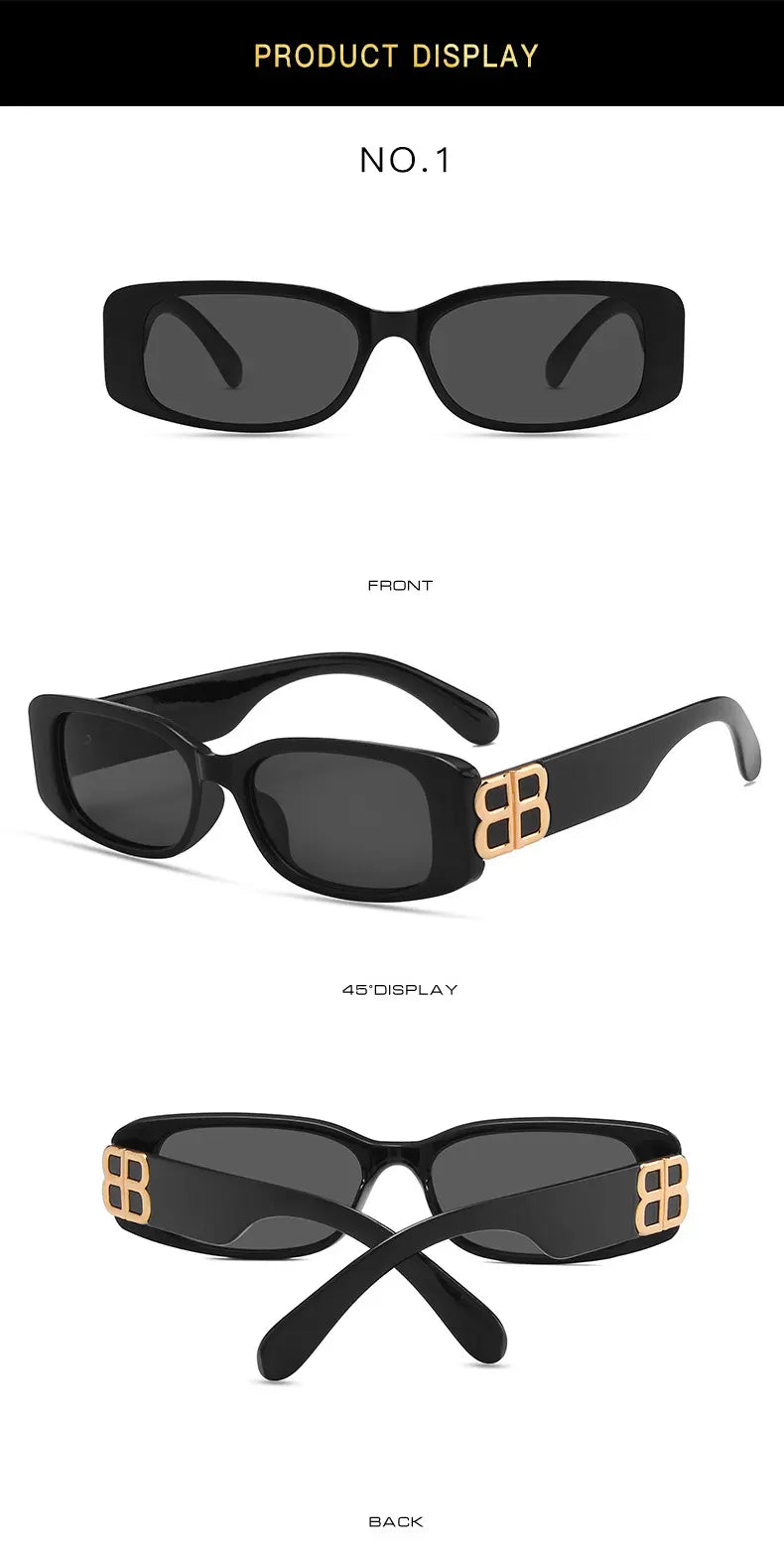 Fibobus Luxury Brand Designer Fashion Small Square Frame Sunglasses Retro Sunglasses Ladies Personality Male B Letter Glasses UV400