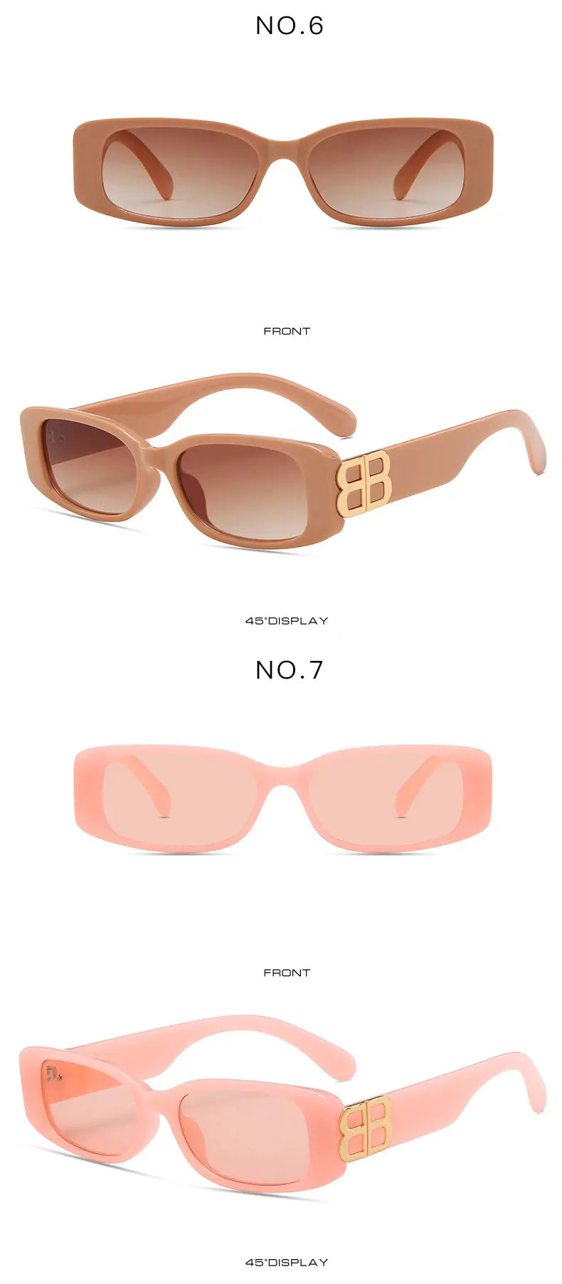 Fibobus Luxury Brand Designer Fashion Small Square Frame Sunglasses Retro Sunglasses Ladies Personality Male B Letter Glasses UV400