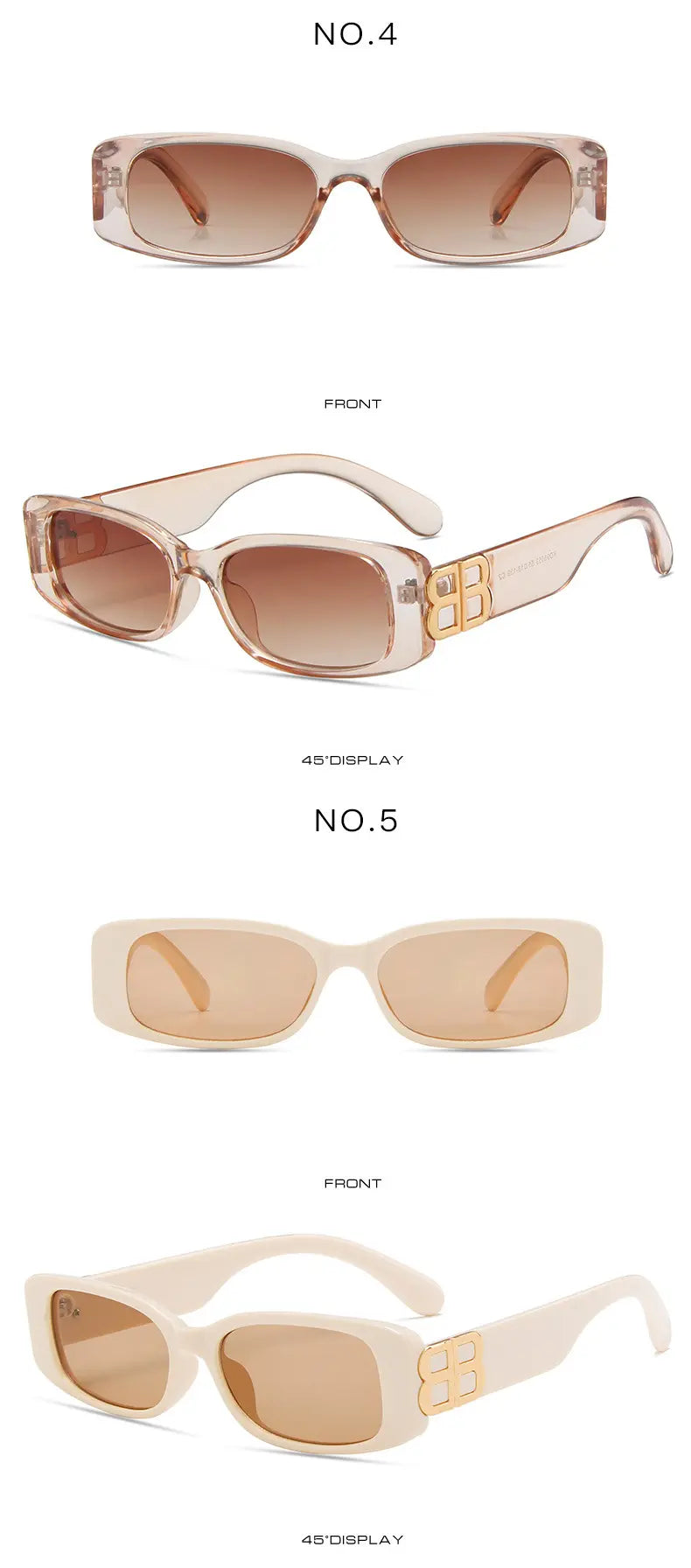 Fibobus Luxury Brand Designer Fashion Small Square Frame Sunglasses Retro Sunglasses Ladies Personality Male B Letter Glasses UV400