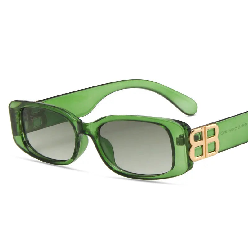 Fibobus DropShipping Green Luxury Brand Designer Fashion Small Square Frame Sunglasses Retro Sunglasses Ladies Personality Male B Letter Glasses UV400