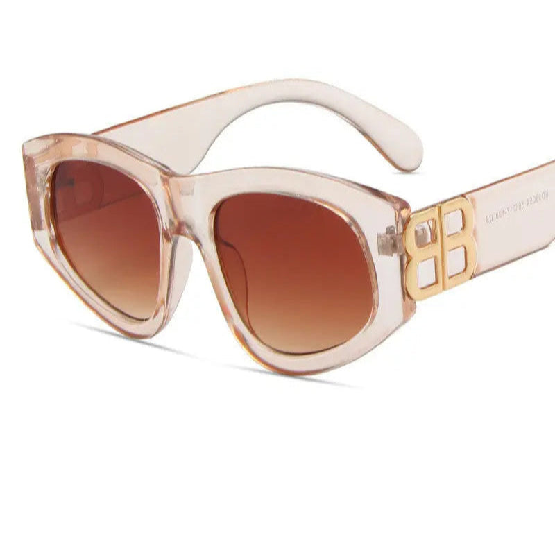Fibobus C4 Luxury Brand Designer Fashion Small Square Frame Sunglasses Retro Sunglasses Ladies Personality Male B Letter Glasses UV400
