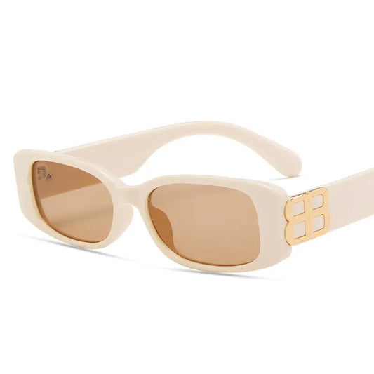 Fibobus Luxury Brand Designer Fashion Small Square Frame Sunglasses Retro Sunglasses Ladies Personality Male B Letter Glasses UV400