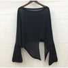 Solid Sun Protection Clothing Summer Split Irregular Long Sleeve T-shirt Loose Casual Top