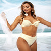 Ivory / Underwire Ruffled Top And High Waist Bikini Set For Women Two Pieces Swimsuit Beach Swimwear Bathing Suits