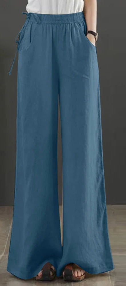 Fib Apparel & Accessories deep blue / S Wide Leg Pants Cotton Linen Loose Fitting