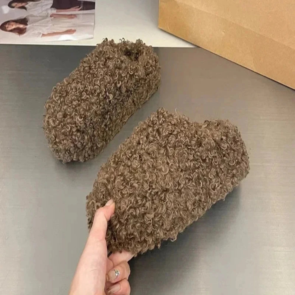 Oh Saucy Shoes DARK BROWN / 37 Winter Comfortable Warm Slippers Non-slip Lightweight