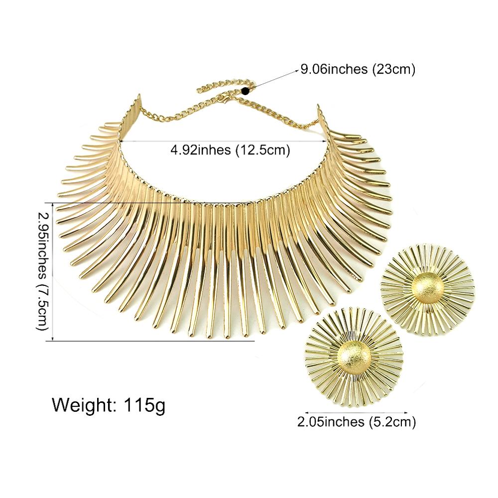 OHS jewelery Africa Necklaces Jewellery Set Exaggerated Torque Choker Earrings Set