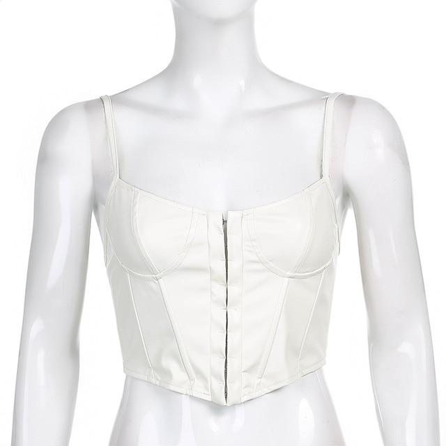 Sexy Black PU Leather Corset Crop Top 2021 Trending Best Seller In 4 Colours - OhSaucy