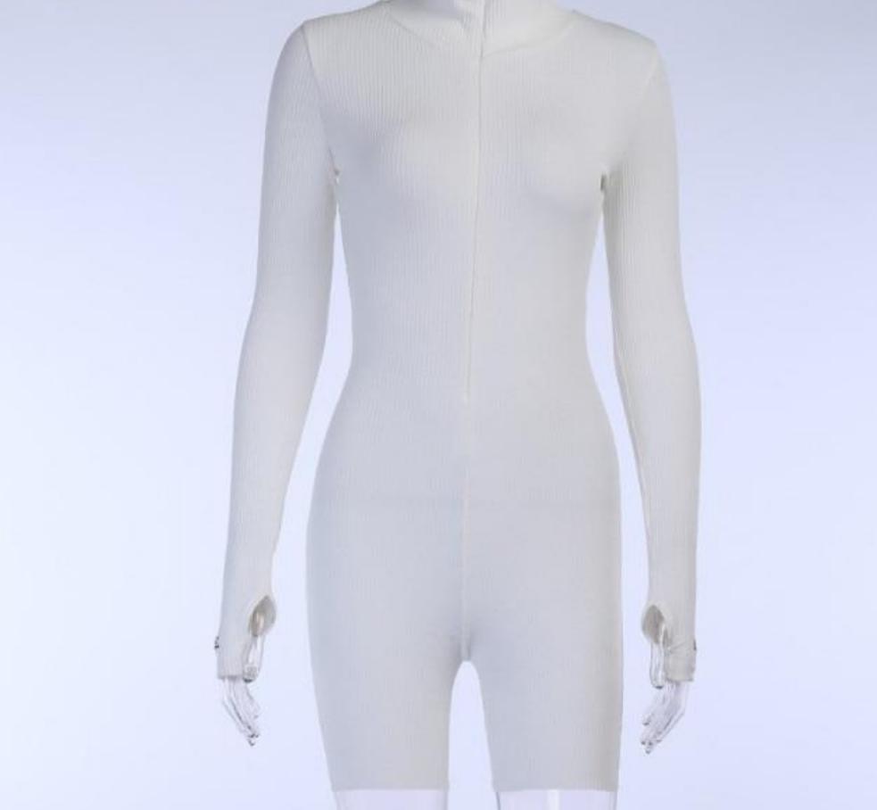Oh Saucy jumpsuit L / white short Casual Jumpsuit 35%-65% Sale - Ribbed Turtleneck Sport Wear