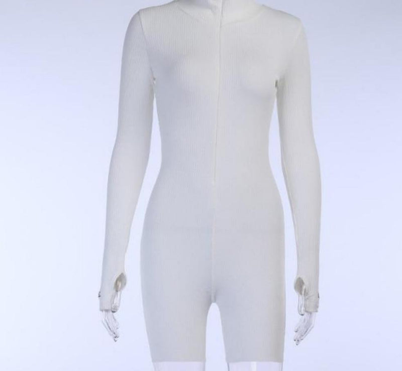Oh Saucy jumpsuit L / white short Casual Jumpsuit 35%-65% Sale - Ribbed Turtleneck Sport Wear