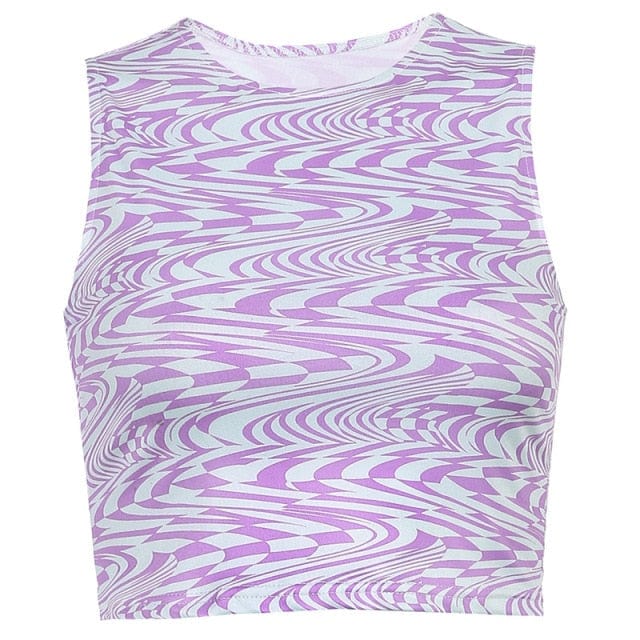 unique swirl pattern Tank Crop Top Many Trending Colours & Print Variants - OhSaucy