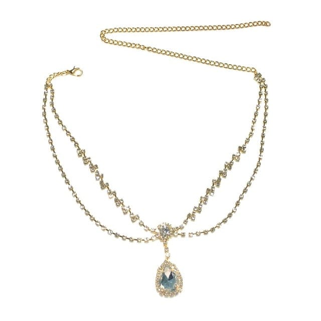Crystal forehead dance eyebrow pendant headdress crystal forehead chain water drop hair ornament head chain Bohemian headdress - OhSaucy