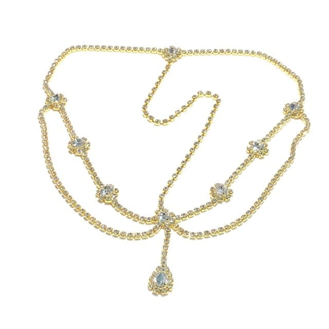 Crystal forehead dance eyebrow pendant headdress crystal forehead chain water drop hair ornament head chain Bohemian headdress - OhSaucy