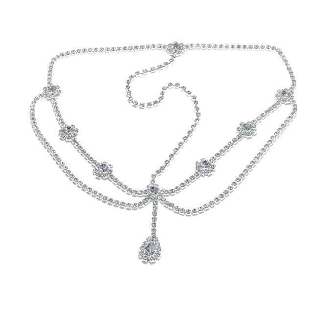 Crystal forehead dance eyebrow pendant headdress crystal forehead chain water drop hair ornament head chain Bohemian headdress - OhSaucy