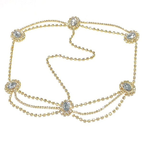 Crystal forehead dance eyebrow pendant headdress crystal forehead chain water drop hair ornament head chain Bohemian headdress - OhSaucy