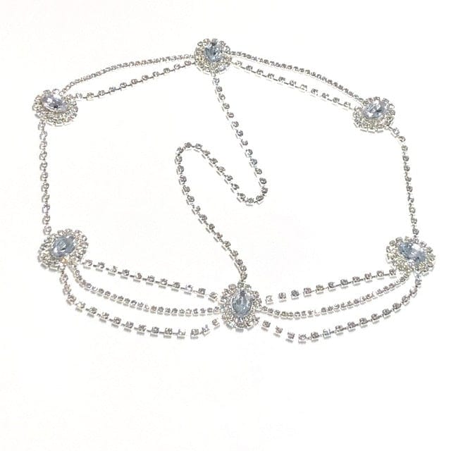 Crystal forehead dance eyebrow pendant headdress crystal forehead chain water drop hair ornament head chain Bohemian headdress - OhSaucy