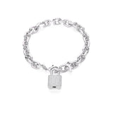Oh Saucy Sliver CZ Zircon Lock Charm Bracelets For Women Trendy Gold Link Chain Small Key Padlock Luxurious Jewlery Accessories Gifts 2020 New