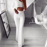 OhSaucy Apparel & Accessories white / M Flared Leg | High Waist | Classic Boot Cut Long Trousers