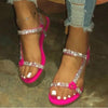 Oh Saucy Flat Sandals Women Fashion Rhinestone Outdoor Beach Shoes Simple Crystal Shoe Plus Size 35-43