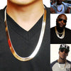 OHS jewelery 20inch 50cm "HITM UP"  Long/Choker Necklace 10MM Casual Flat Gold Color Hip Hop Chain