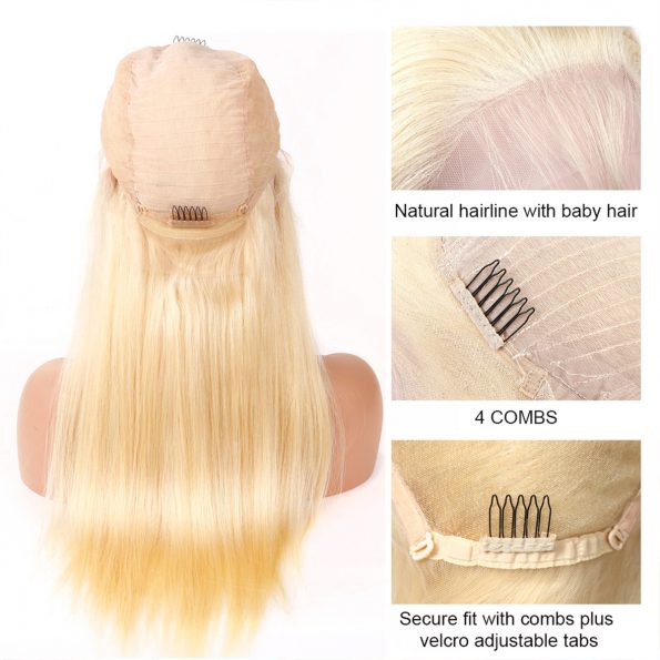 OHS hair Lace Topline / 8inches Honey Blonde Pre Plucked Glueless Bone Straight Lace Front Wig