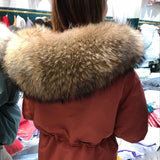 Oh Saucy Hooded Winter Feather Down Coat With Huge Raccoon Fur Collar  90% Duck Down
