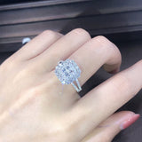 Oh Saucy Luxury Square Look Round Cut CZ  Solid 925 Sterling Silver Ring - Engagement Gift Jewellery