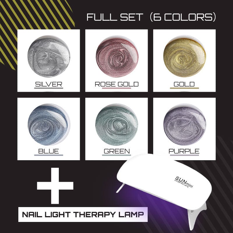 Oh Saucy Beauty & Health B005# GREEN / Nail Art Pen+Nail Light Therapy Lamp Mirror Metallic Nail  Gel Kit  - PARTIAL  or COMPLETE SETS（1 to 6 PCS）+ Nail Therapy Light Dryer Lamp