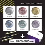 Oh Saucy Beauty & Health FULL SET（6 PCS） / Nail Art Pen+Nail Light Therapy Lamp Mirror Metallic Nail  Gel Kit  - PARTIAL  or COMPLETE SETS（1 to 6 PCS）+ Nail Therapy Light Dryer Lamp