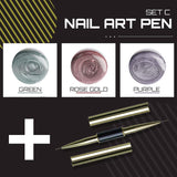 Oh Saucy Beauty & Health SET C: GREEN+ROSE GOLD+PURPLE / With Nail Art Pen Mirror Metallic Nail  Gel Kit  - PARTIAL  or COMPLETE SETS（1 to 6 PCS）+ Nail Therapy Light Dryer Lamp