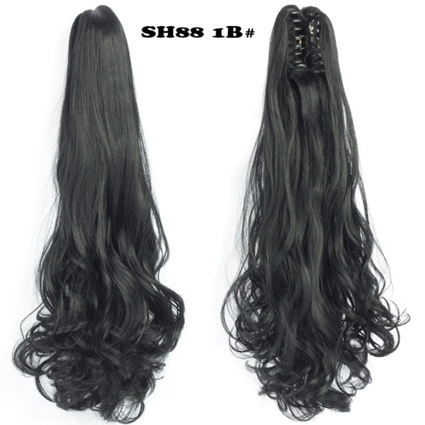 OHS hair 1B 2 / 20inches / China Nylah B Synthetic 20 Inch Fiber Claw Clip Wavy Ponytail Extension Clip-In Hair Wig For Women