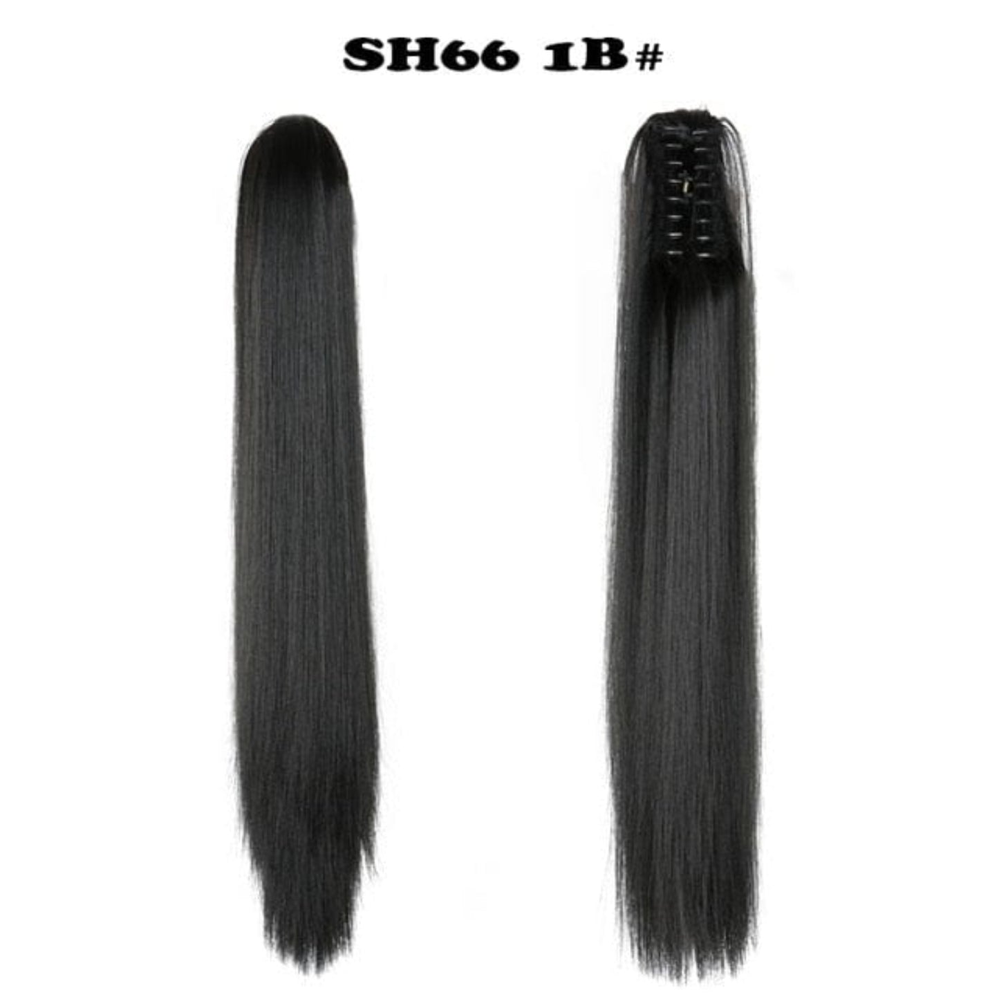 OHS hair 1B / 20inches / China Nylah B Synthetic 20 Inch Fiber Claw Clip Wavy Ponytail Extension Clip-In Hair Wig For Women