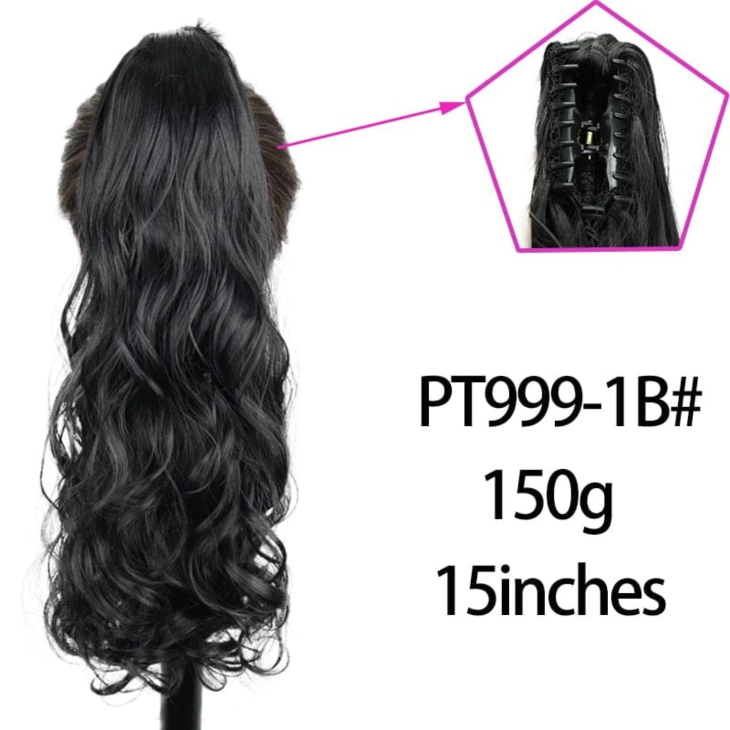 OHS hair 1B 3 / 20inches / China Nylah B Synthetic 20 Inch Fiber Claw Clip Wavy Ponytail Extension Clip-In Hair Wig For Women