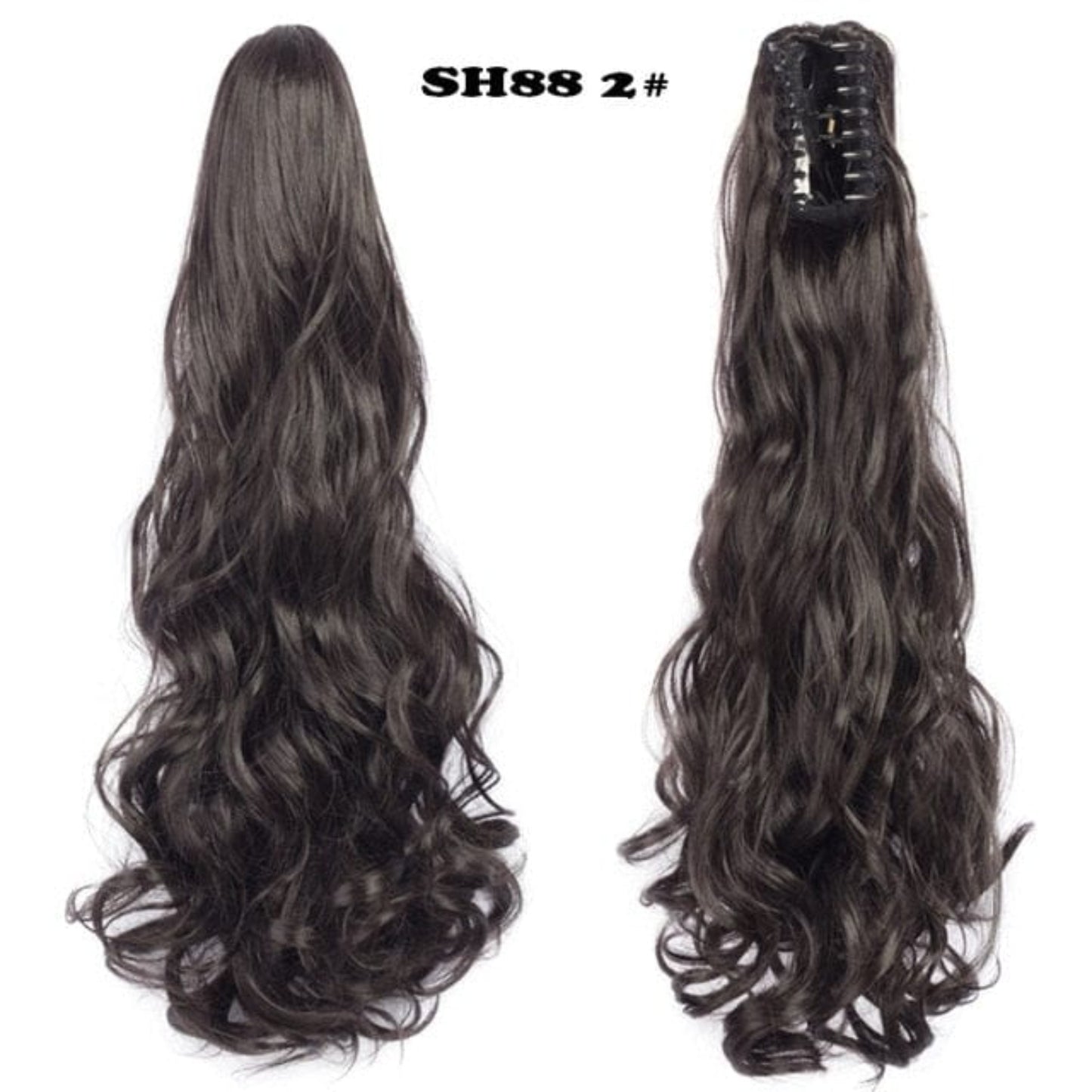 OHS hair 2 / 20inches Nylah B Synthetic 20 Inch Fiber Claw Clip Wavy Ponytail Extension Clip-In Hair Wig For Women