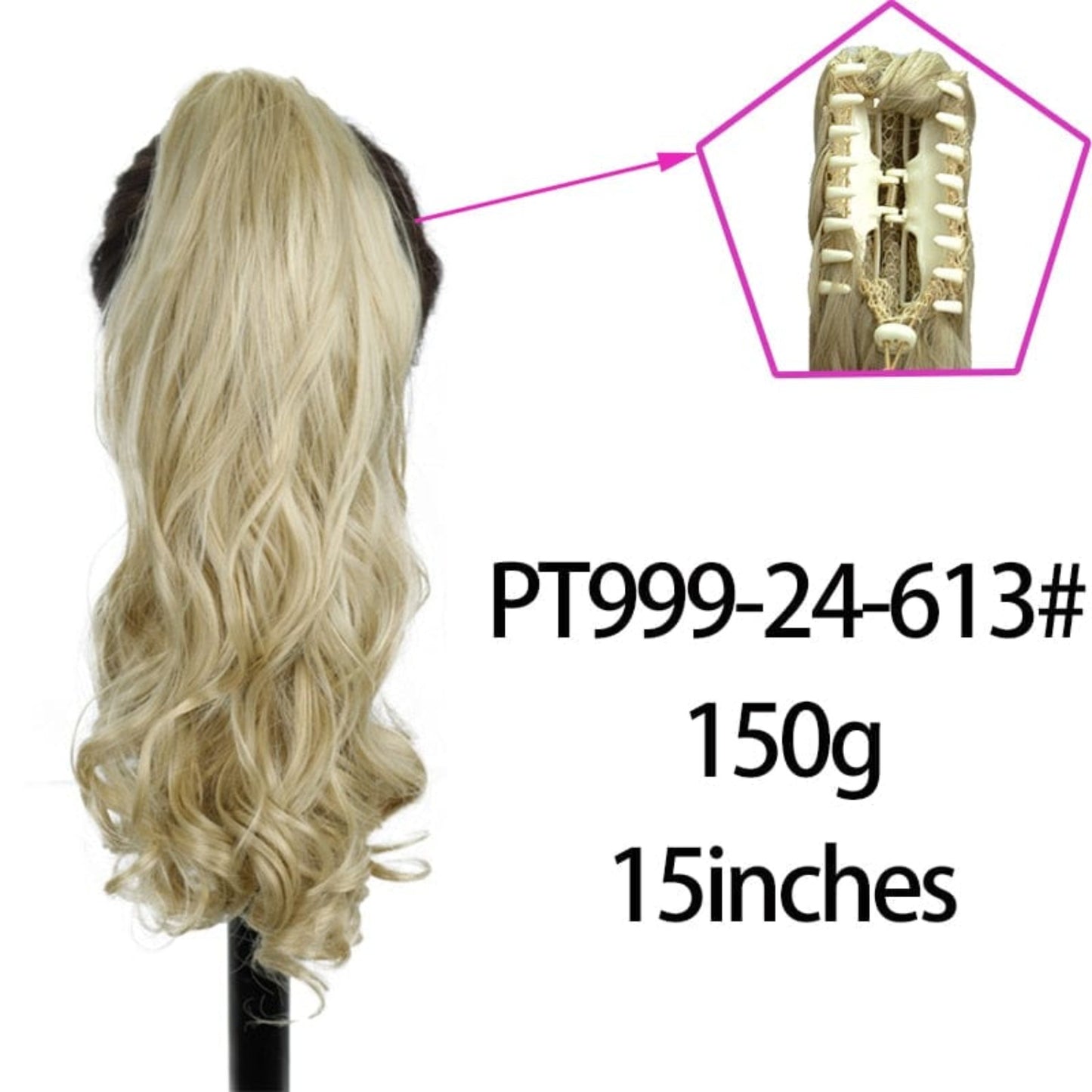 OHS hair 24-613 / 20inches / China Nylah B Synthetic 20 Inch Fiber Claw Clip Wavy Ponytail Extension Clip-In Hair Wig For Women