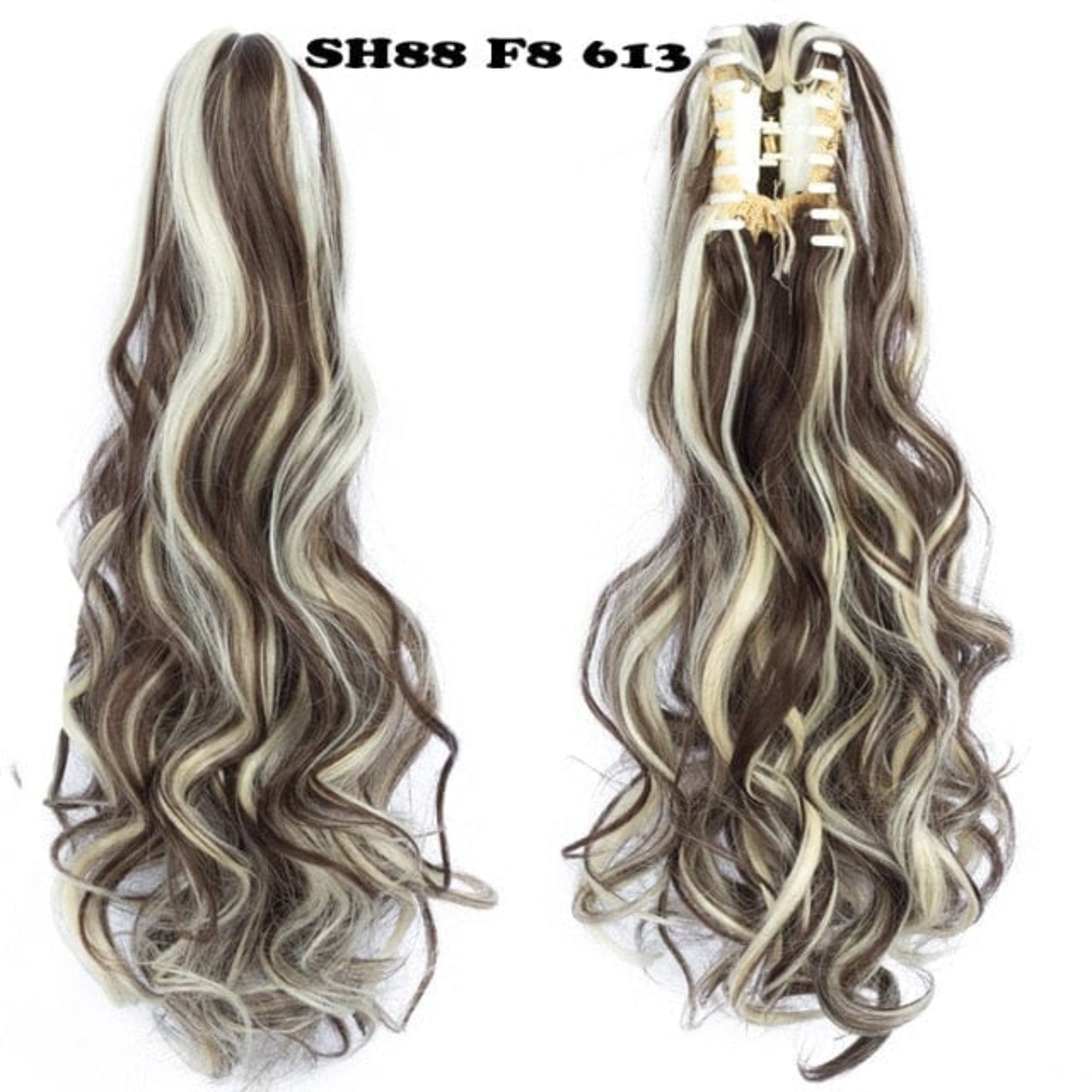 OHS hair F8-613 / 20inches / China Nylah B Synthetic 20 Inch Fiber Claw Clip Wavy Ponytail Extension Clip-In Hair Wig For Women