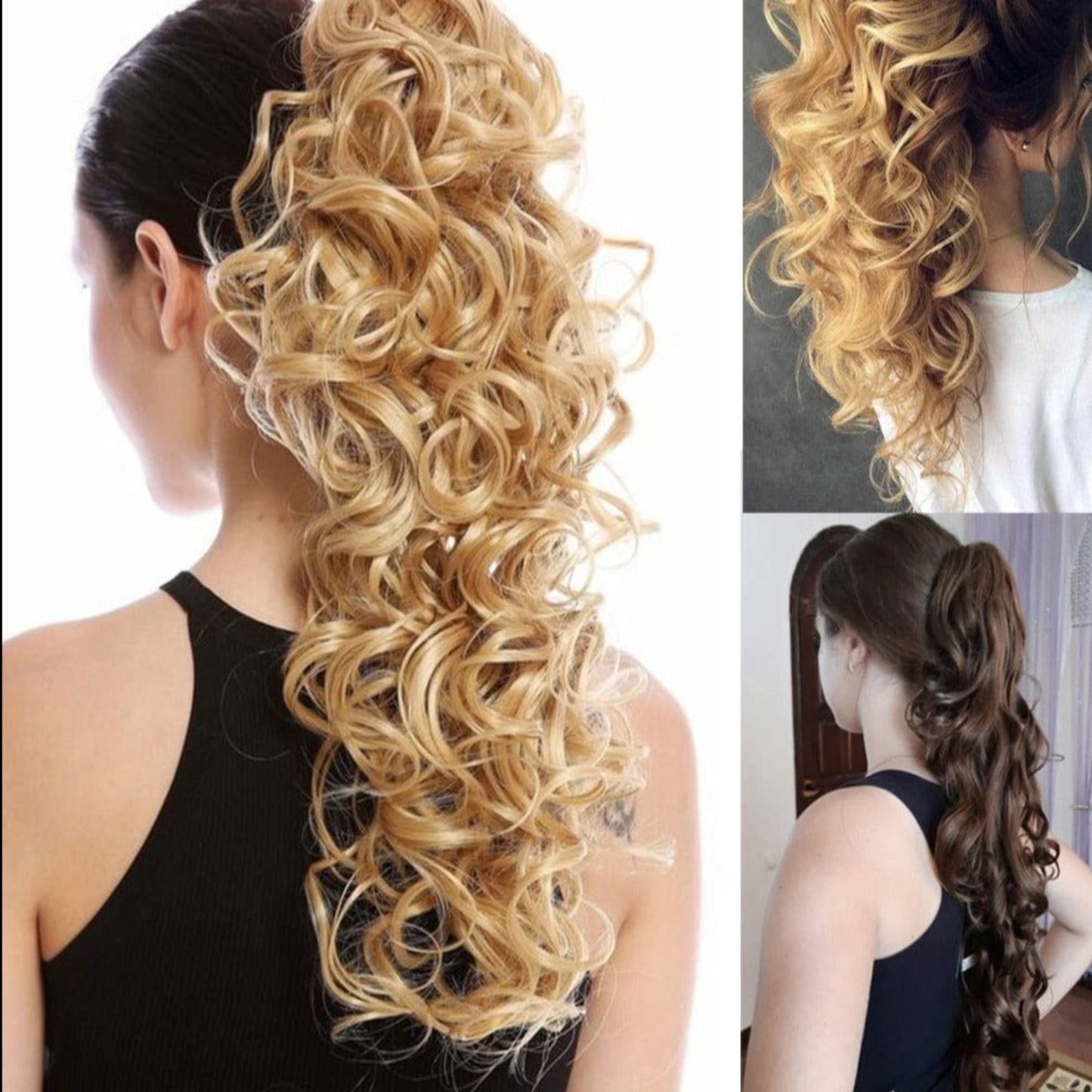 OHS hair Nylah B Synthetic 20 Inch Fiber Claw Clip Wavy Ponytail Extension Clip-In Hair Wig For Women