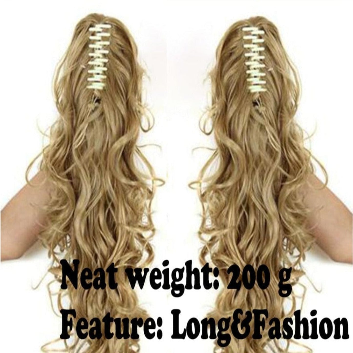 OHS hair Nylah B Synthetic 20 Inch Fiber Claw Clip Wavy Ponytail Extension Clip-In Hair Wig For Women