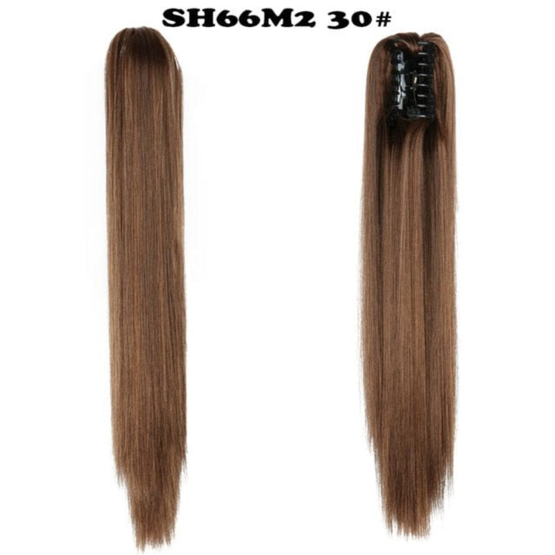 OHS hair M2-30 1 / 20inches / China Nylah B Synthetic 20 Inch  Fiber Claw Clip Wavy Ponytail Extension Clip-In Hair Wig For Women