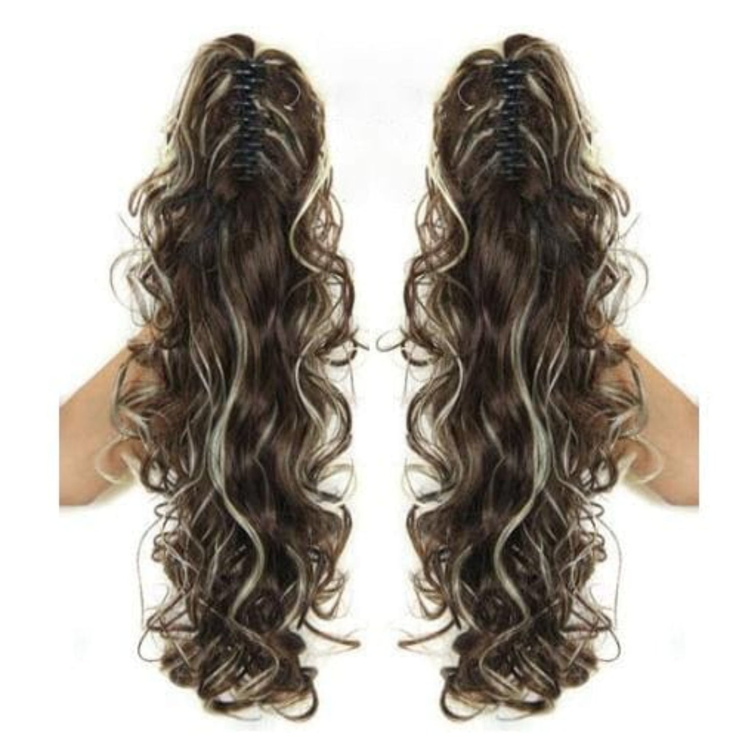 OHS hair PT020-6H613 / 20inches Nylah B Synthetic 20 Inch Fiber Claw Clip Wavy Ponytail Extension Clip-In Hair Wig For Women
