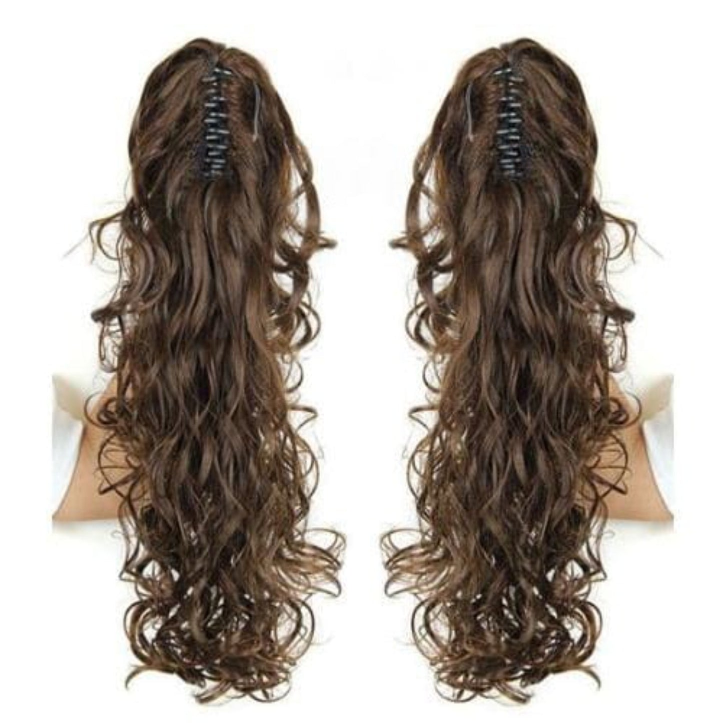 OHS hair PT020-6K / 20inches / China Nylah B Synthetic 20 Inch Fiber Claw Clip Wavy Ponytail Extension Clip-In Hair Wig For Women