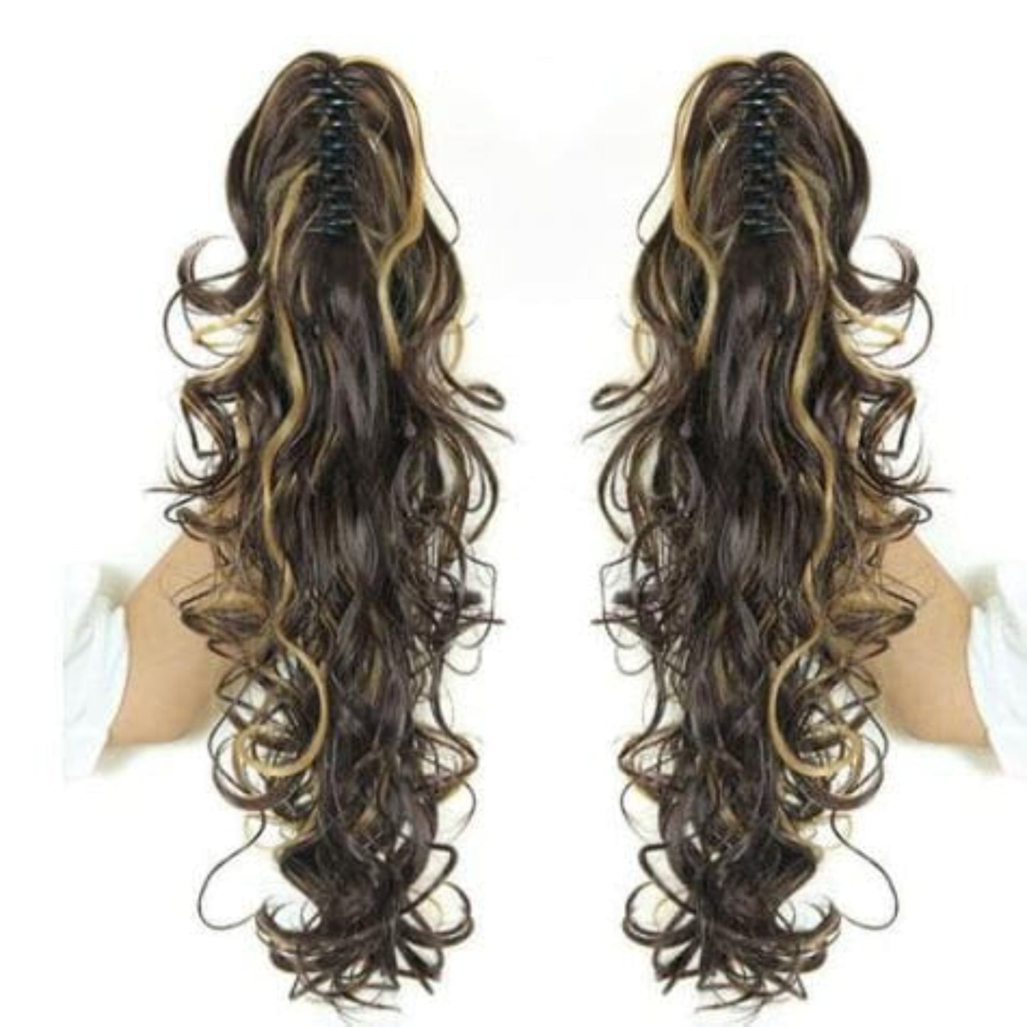 OHS hair PT020-F4-27 / 20inches Nylah B Synthetic 20 Inch Fiber Claw Clip Wavy Ponytail Extension Clip-In Hair Wig For Women