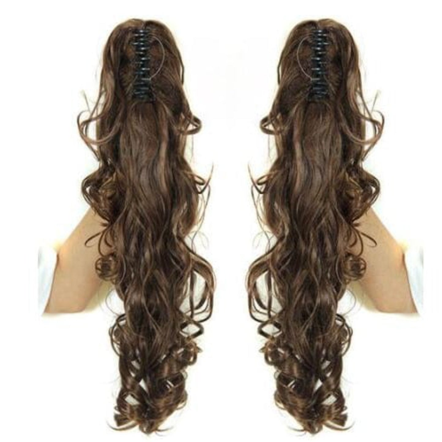 OHS hair PT020-M2-30 / 20inches / China Nylah B Synthetic 20 Inch Fiber Claw Clip Wavy Ponytail Extension Clip-In Hair Wig For Women
