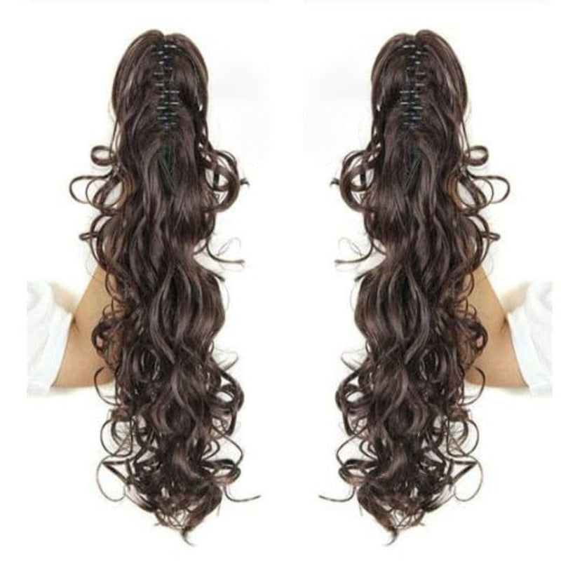 OHS hair PT020-M2-33 / 20inches / China Nylah B Synthetic 20 Inch  Fiber Claw Clip Wavy Ponytail Extension Clip-In Hair Wig For Women