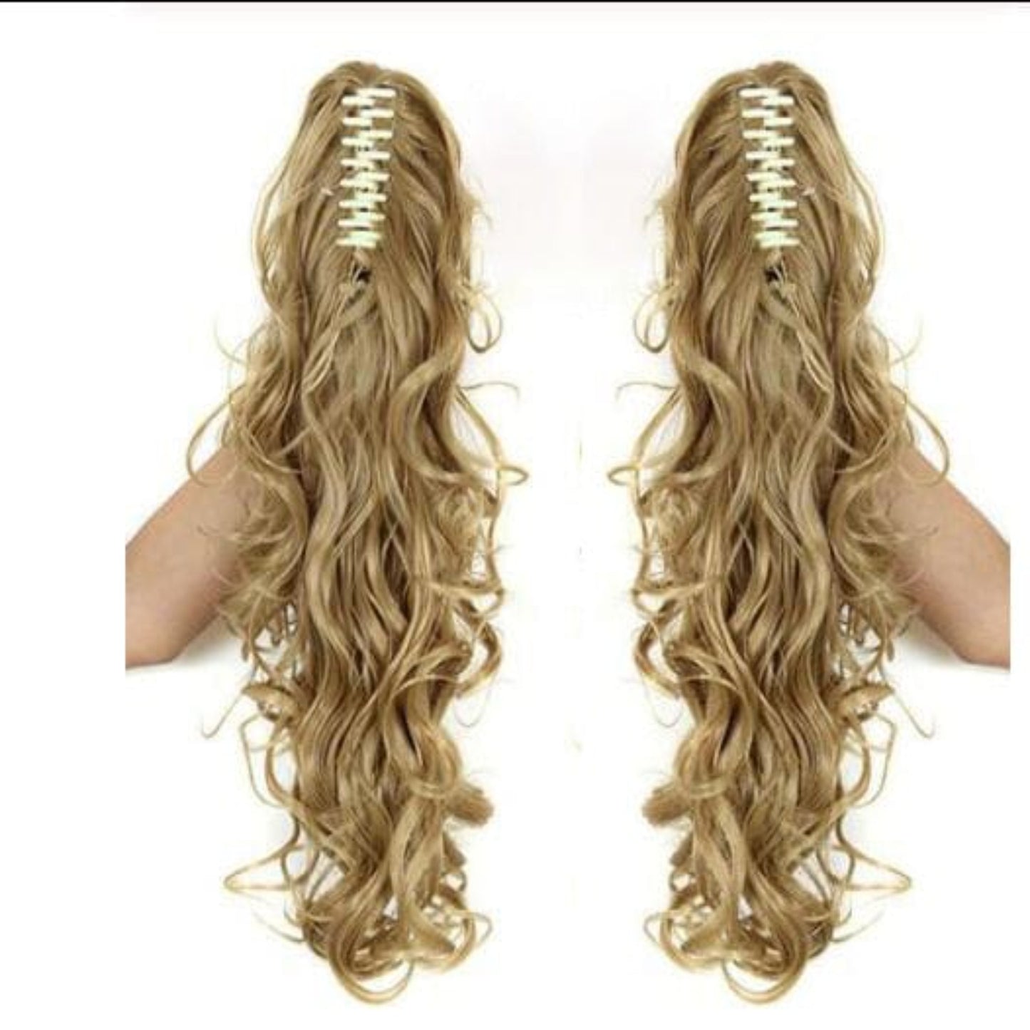 OHS hair PT020-M24-27 / 20inches / China Nylah B Synthetic 20 Inch Fiber Claw Clip Wavy Ponytail Extension Clip-In Hair Wig For Women