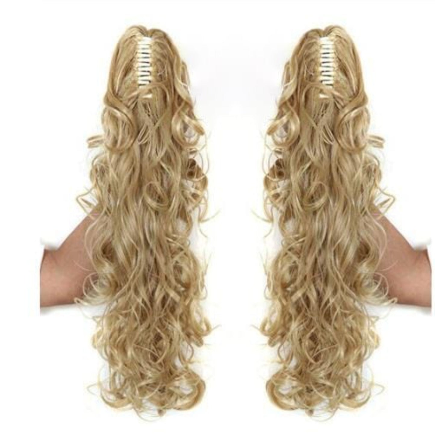 OHS hair PT020-M27-613 / 20inches / China Nylah B Synthetic 20 Inch Fiber Claw Clip Wavy Ponytail Extension Clip-In Hair Wig For Women
