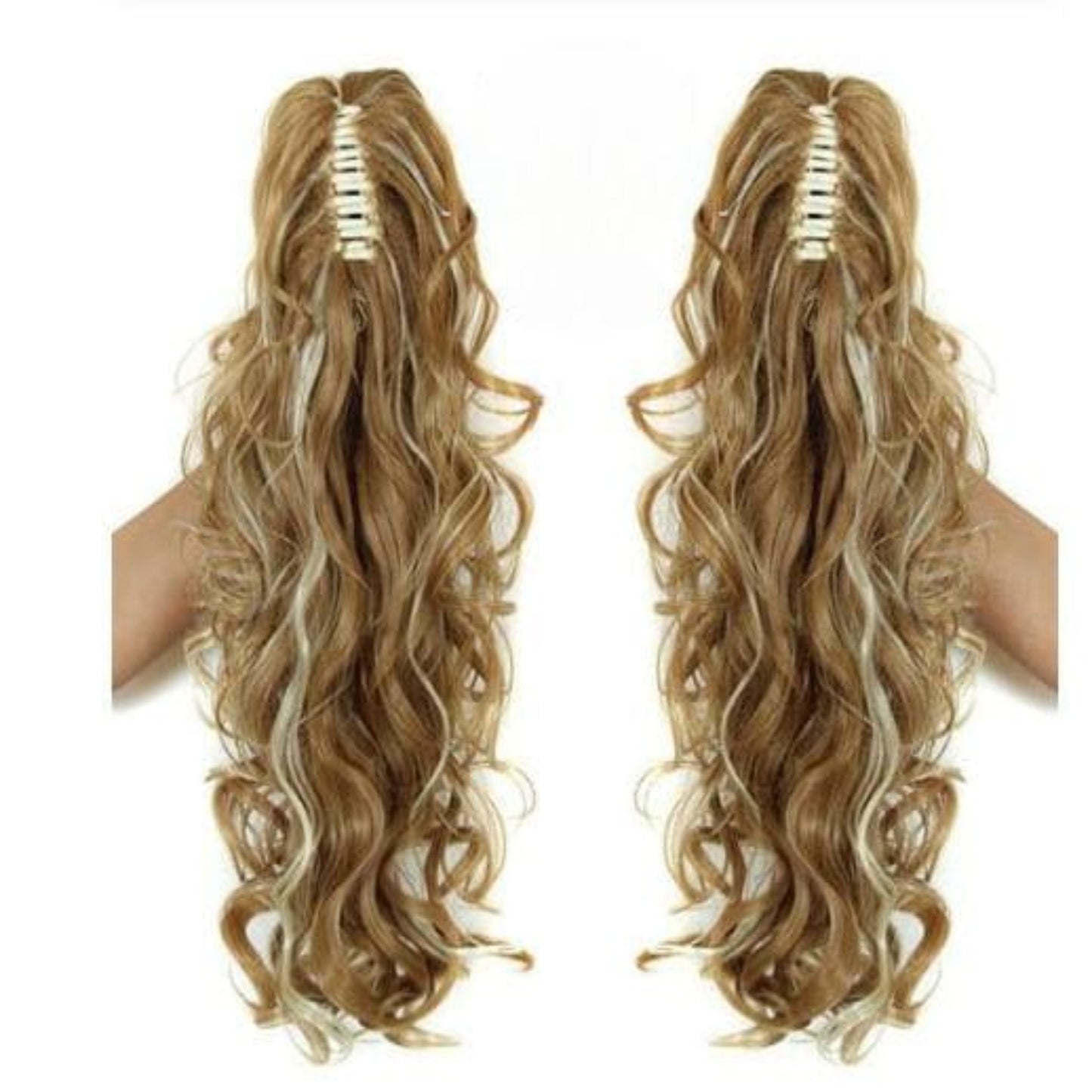 OHS hair PT020-P27-613 / 20inches Nylah B Synthetic 20 Inch Fiber Claw Clip Wavy Ponytail Extension Clip-In Hair Wig For Women