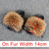 OHS sliders Rac Natural 14cm / US 5 / China "NylahNY" 14cm Wider Fit - Fur Women Shoes Sandals - Real Raccoon Fur Slippers Sliders